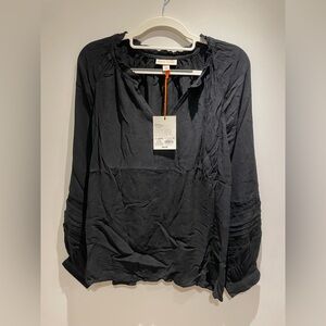 Knox Rose Charcoal Blouse with Lace Detail